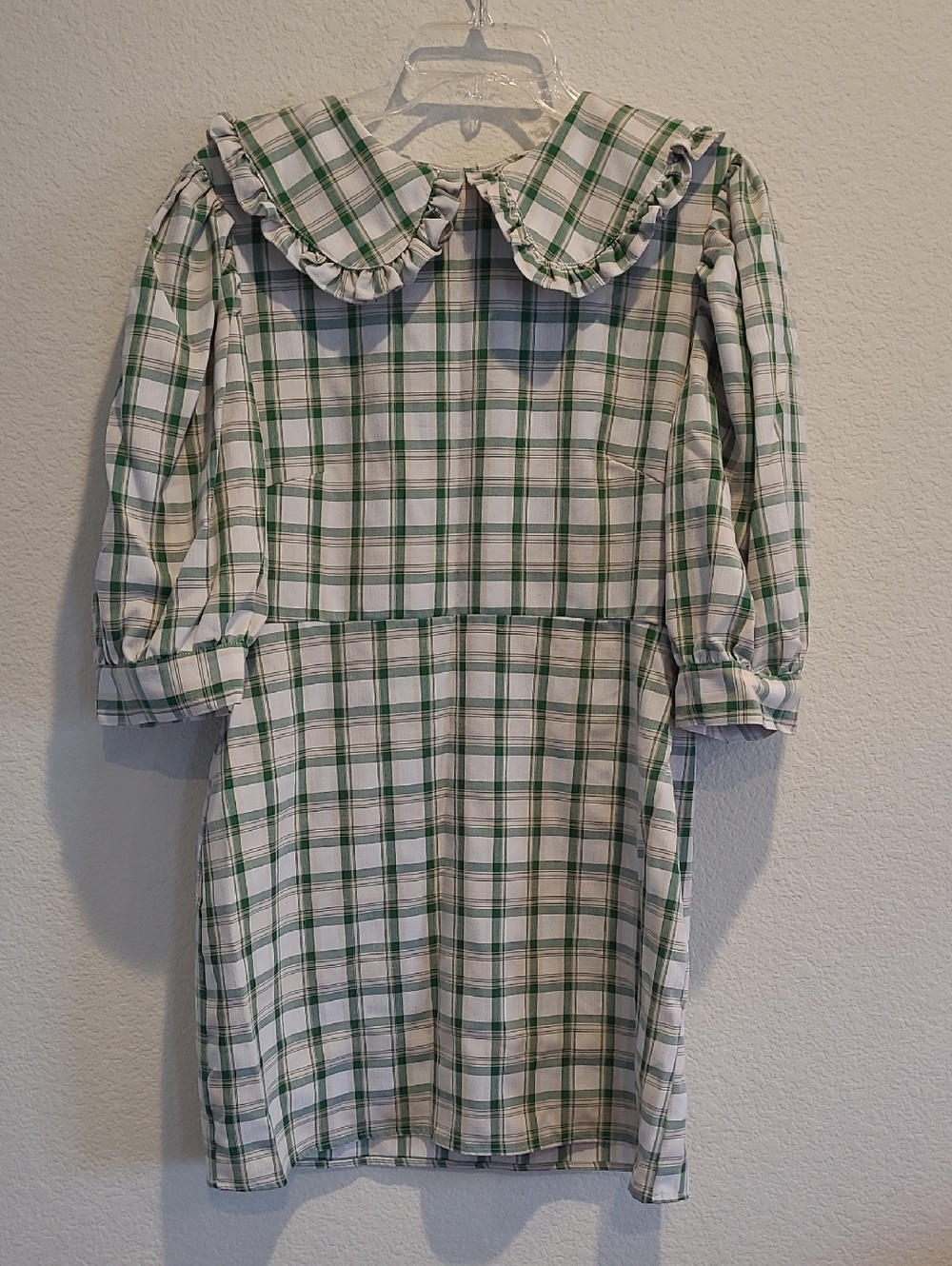 Nasty Gal Classic Green Plaid Ruffled Collar Dress Size 10